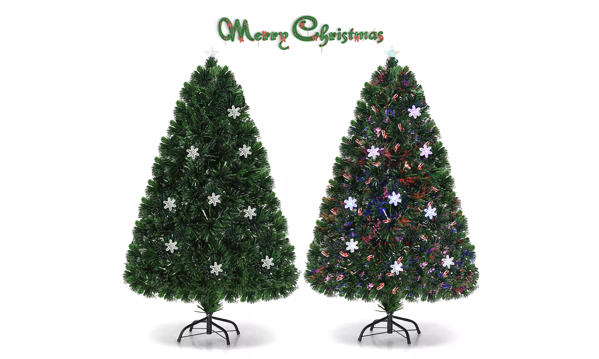 Costway 6' Pre-Lit Fiber Optic Artificial Christmas Tree w/Multi-Color Lights