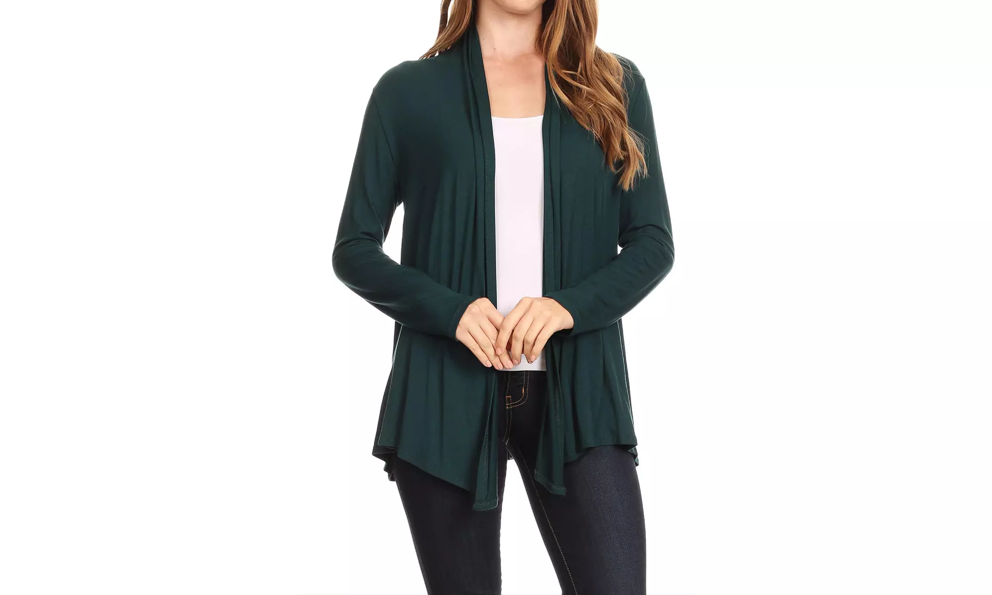 Solid Lightweight Soft Long Sleeves Open Front Cardigan