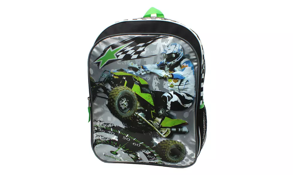New ATV Buddy Reflective 16-inch Kids School Backpack Bag - Black - Second Medium