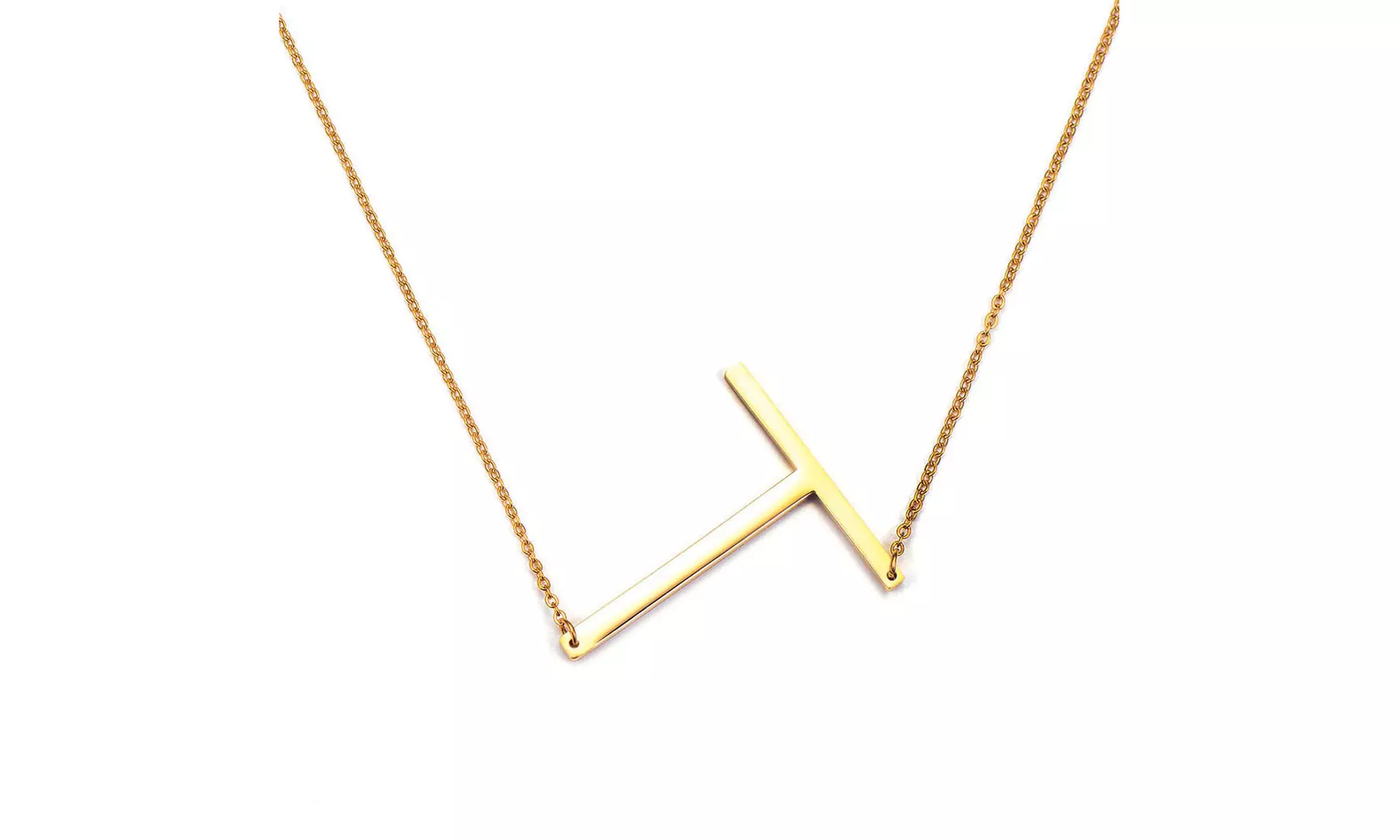 LESIES Big Letter Necklace Stainless Steel Initial Pendant