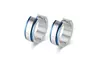 Mens Stainless Steel Blue Edge Small Hoop Earring,Width 4mm
