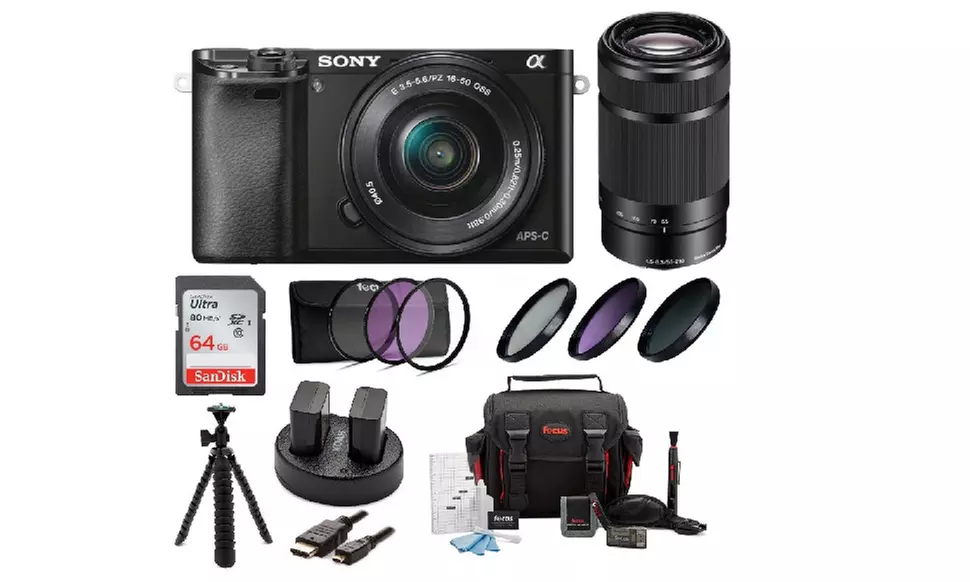 Sony Alpha a6000 Mirrorless Digital Camera with 16-50mm and 55-210mm Lens Bundle - Primary Image