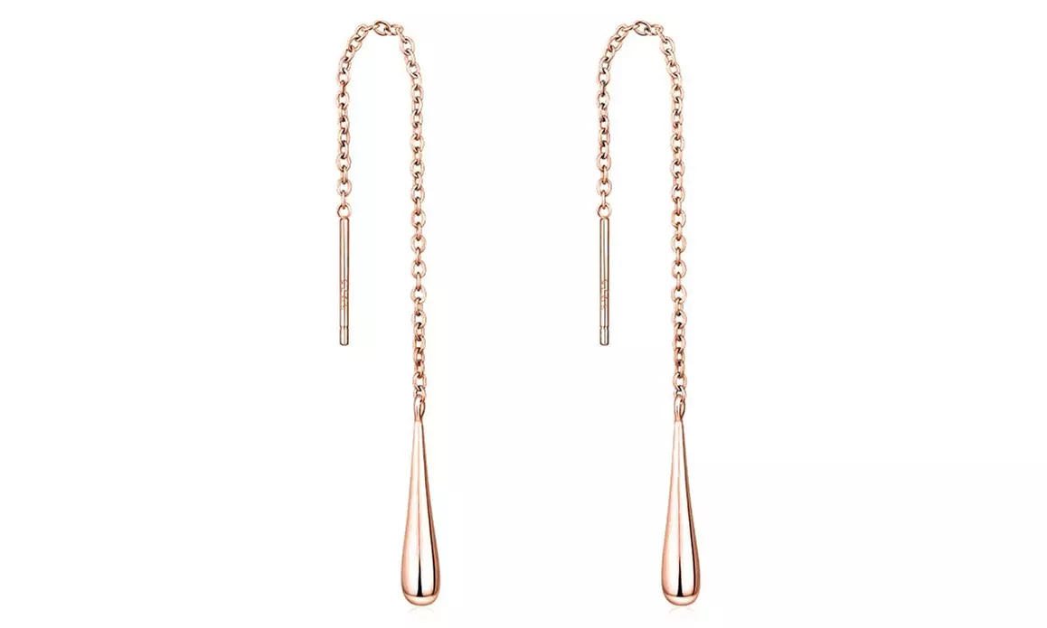 Sterling Silver Teardrop Threader Earrings