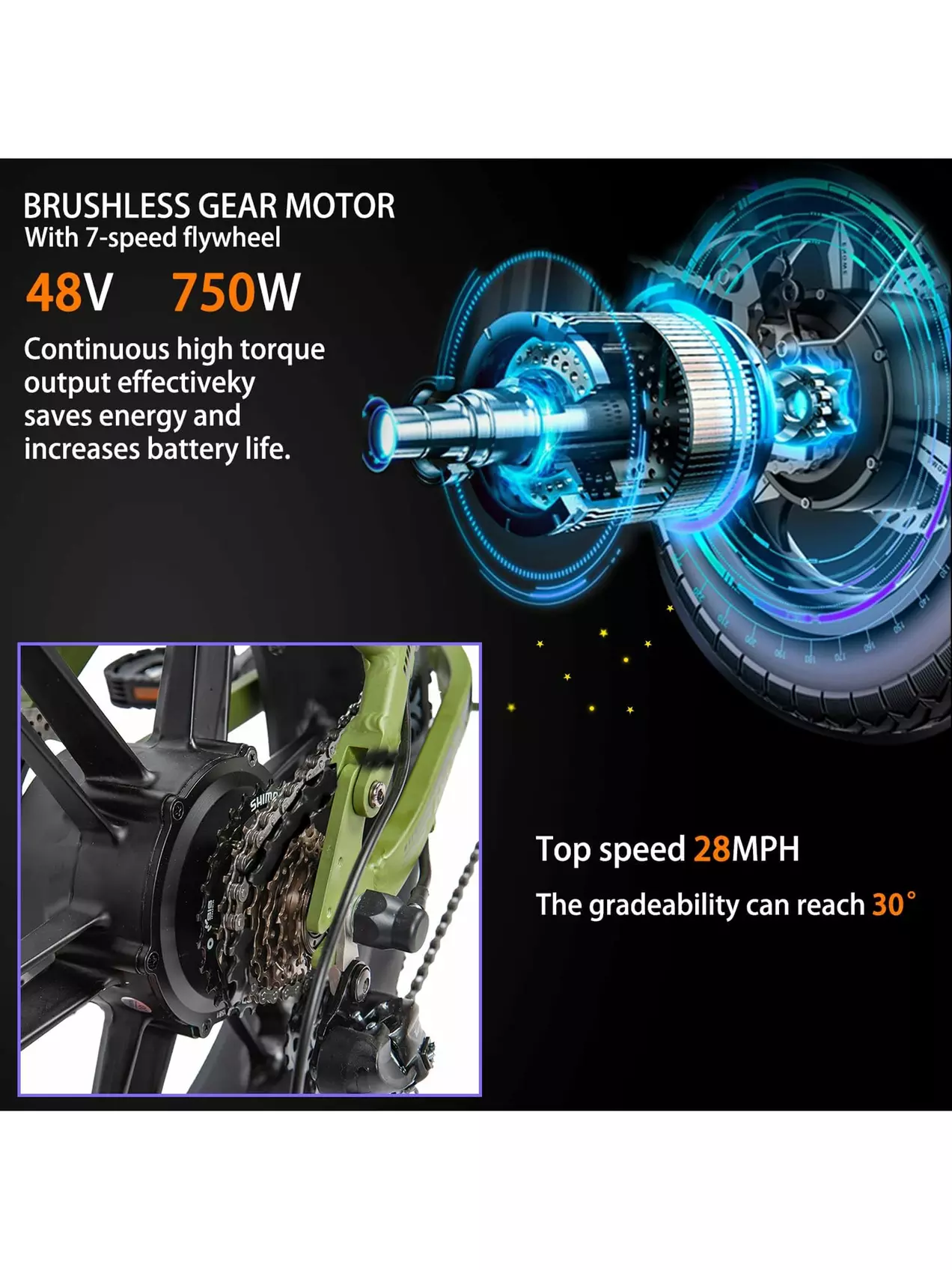 Paselec PX6 20 Inch x 4 Inch Fat Tire Folding Electric Mountain Bike For Adults - Primary Image