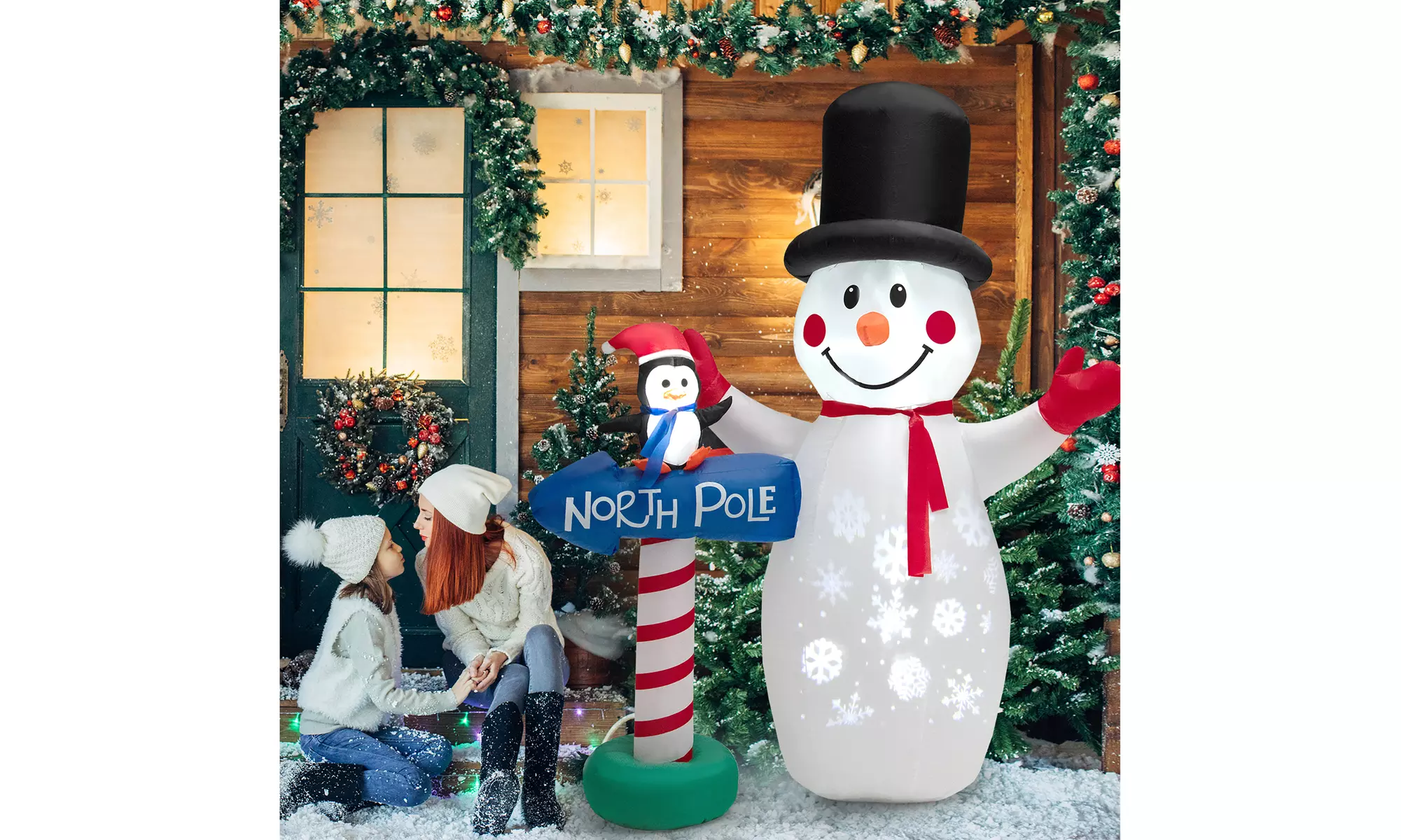 Costway Christmas Inflatable Snowman Penguin or Archway w/ Santa Claus & Snowman