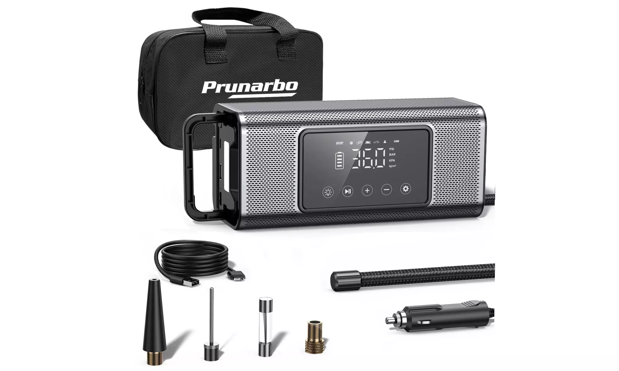 Prunarbo Tire Inflator Handheld Portable Cordless Car Air Compressor - Primary Image