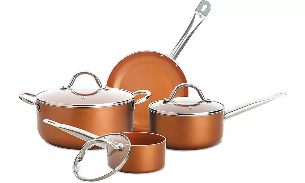 Culinary Edge Nonstick Ceramic Titanium Copper Cookware Set (7 Piece) - Primary Image
