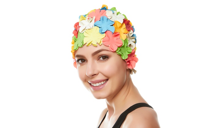 Up To 71 Off On Beemo Floral Petal Swim Cap F Groupon Goods