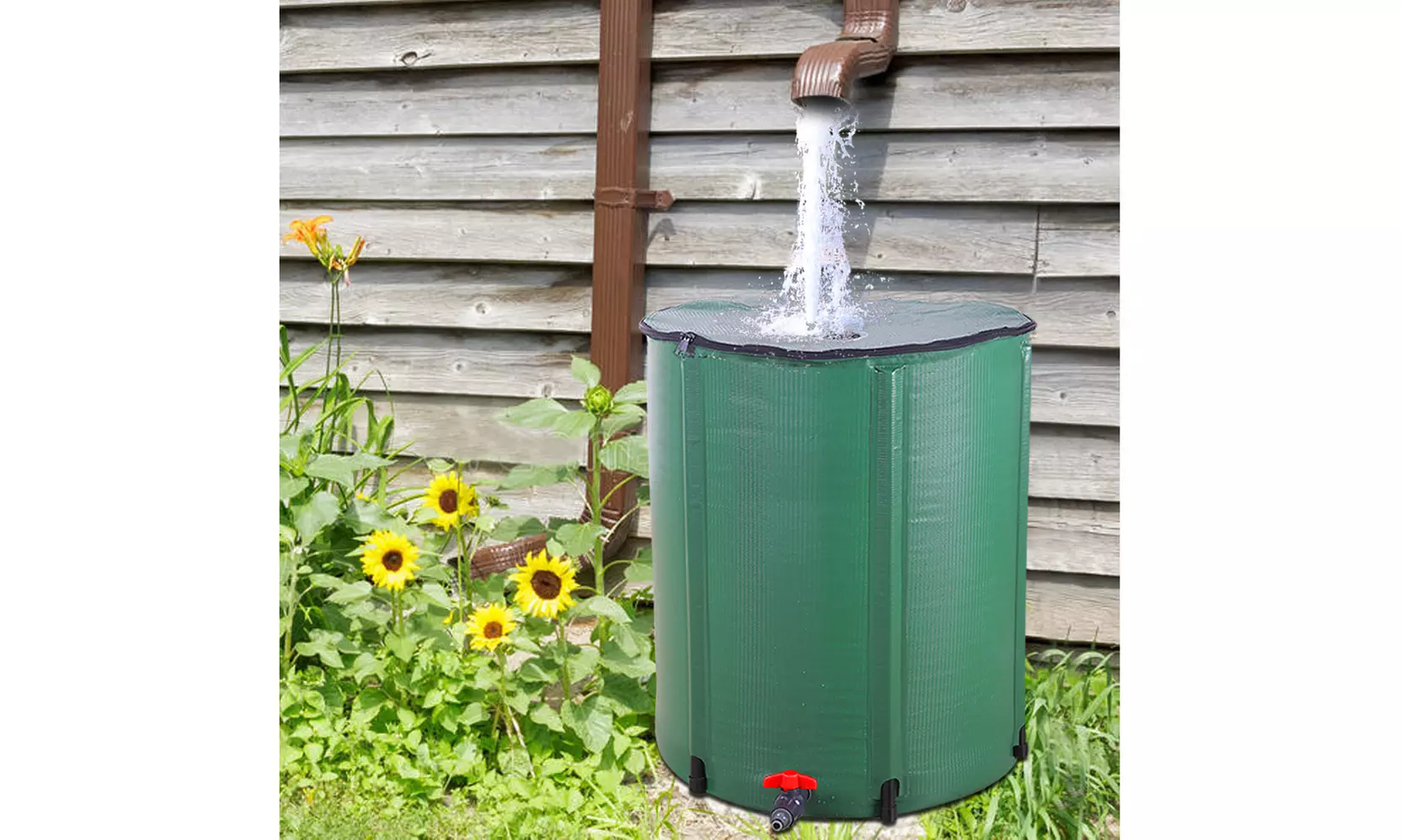 50/66/100 Gallon Folding Rain Barrel Water Collector Green