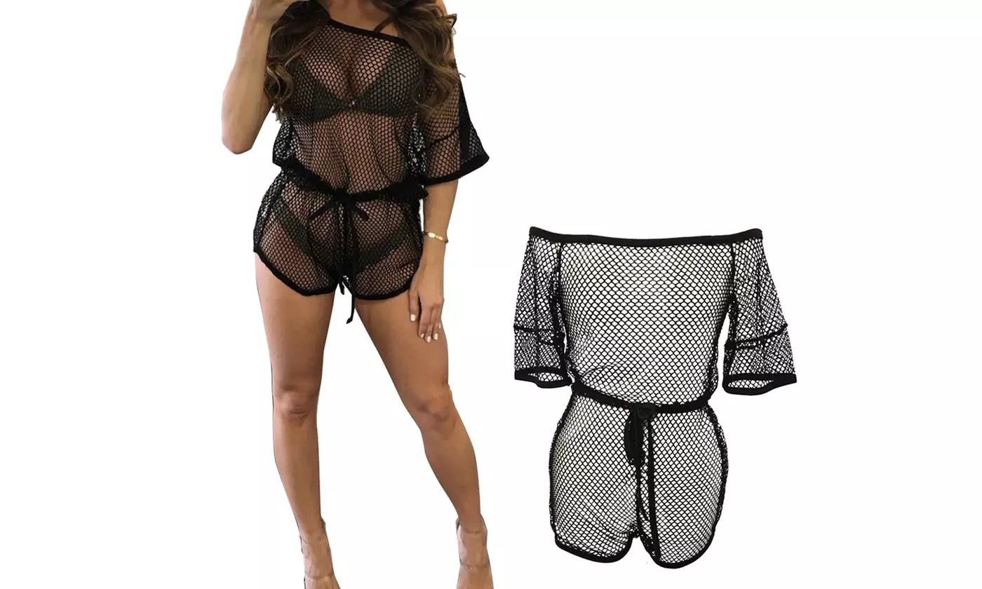 Fashion Women Bathing Suit Lace Crochet Bikini Swimwear Cover Up Dress - Primary Image