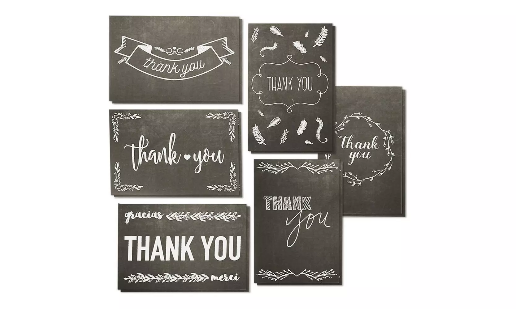 144-Pack Blank Thank you Greeting Cards Bulk w/Envelope, Chalkboard Design 4"x6" - Primary Image