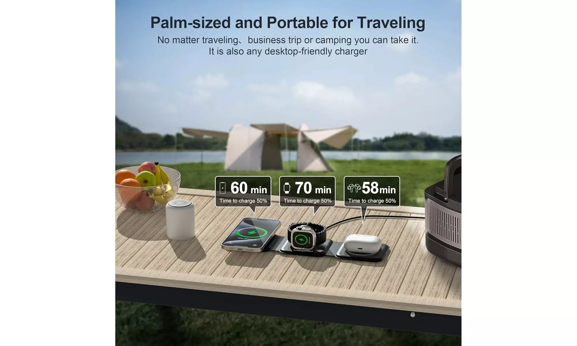 Foldable 3-in-1 Wireless Charging Station for Multiple Devices