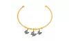 Sterling Silver CZ Ball Ends Dangling Butterfly Charm Open Cuff Bangle