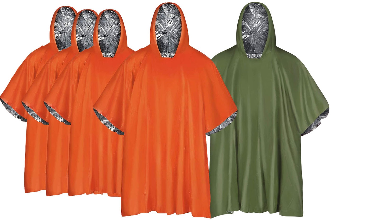 Reusable Mylar Thermal Blanket Poncho Emergency Survival Rain Camping Gear