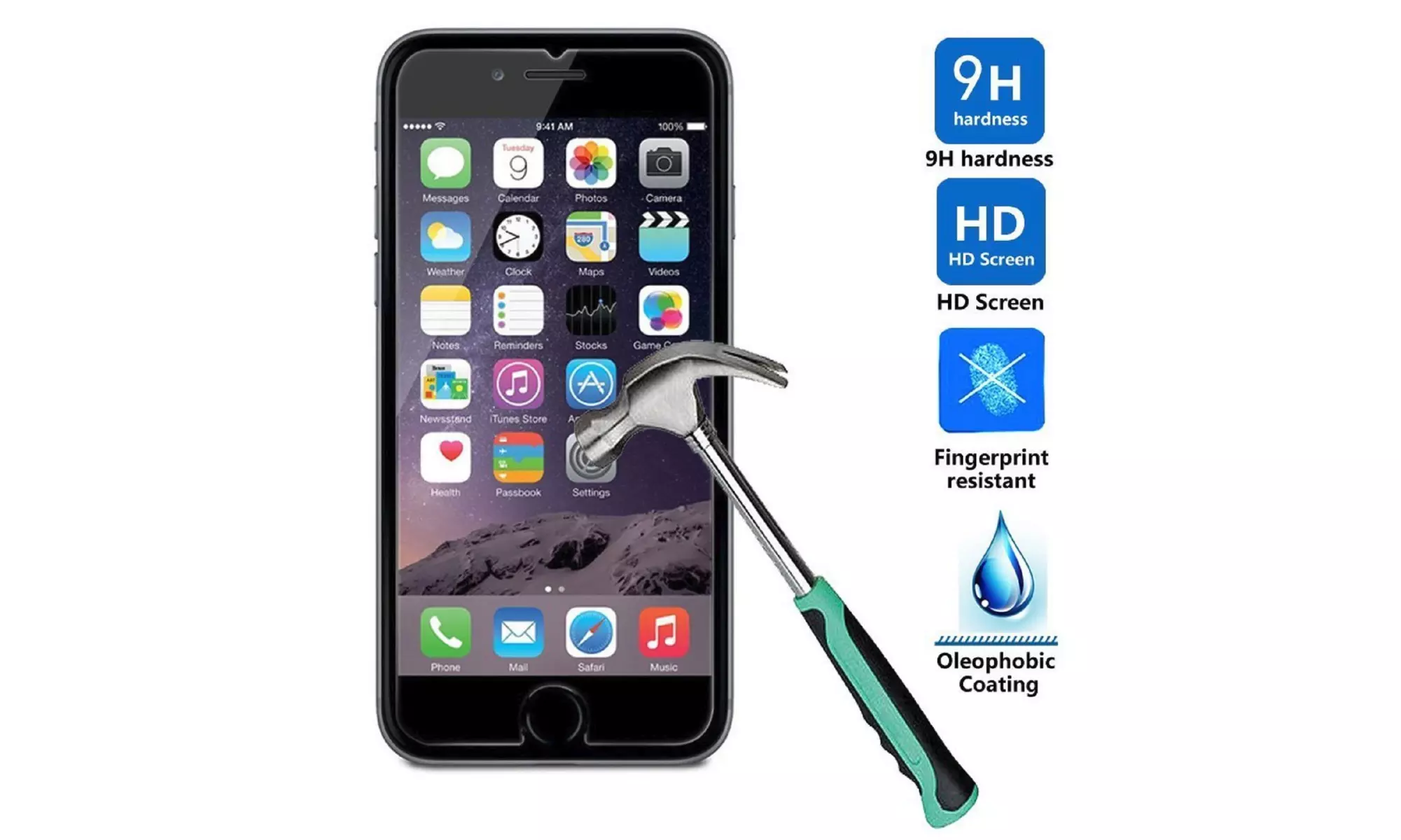 Tempered Glass Screen Protector iPhone 6/7/8 and 6/7/8 Plus 5 Pack 9H Hardness - Primary Image