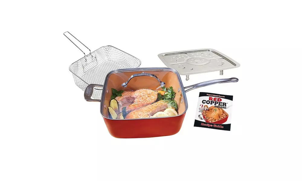 BulbHead Red Copper Infused Non-Stick Square Ceramic 5 Piece 10-Inch Pan - Primary Image