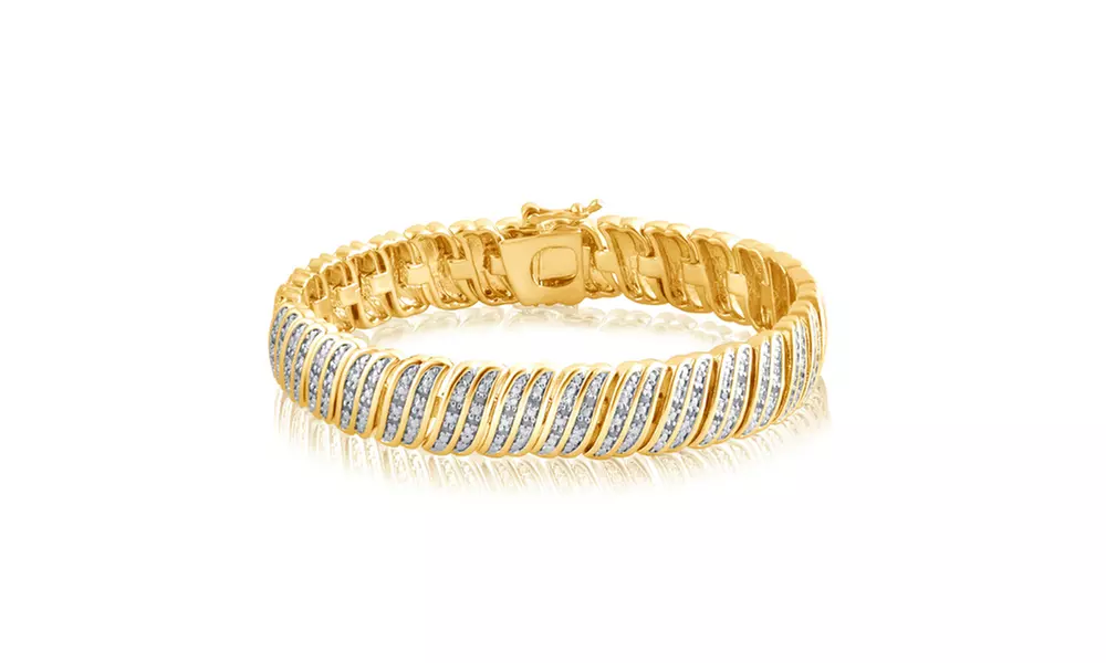 18K Gold Plated 1.00 Cttw Diamond Double Row Bracelet-KB18648 - Second Medium