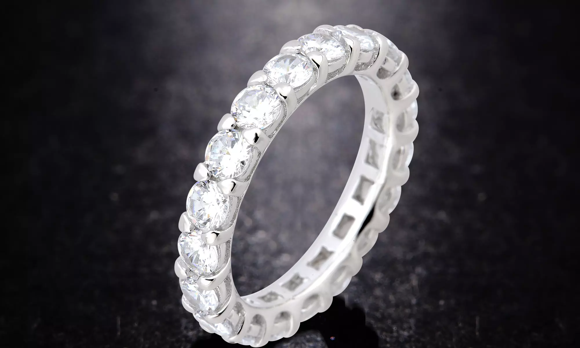 L'Artiste Sterling Silver 6.25CT Round Cubic Zirconia Eternity Band for Women - Second Medium