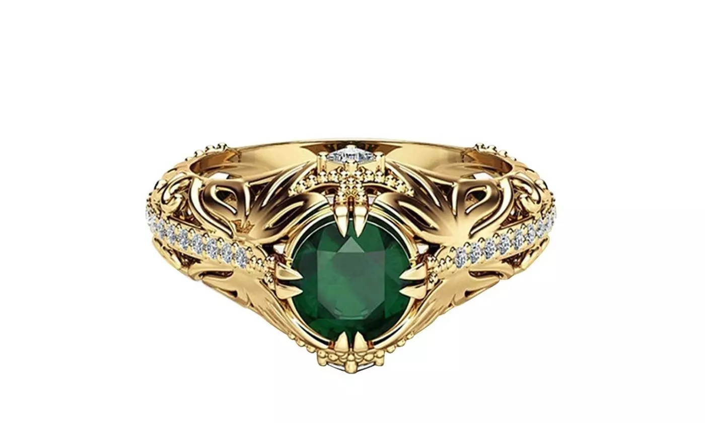 Fashion Rare Emerald 14K Rose Gold Diamond Engagement Ring - Second Medium