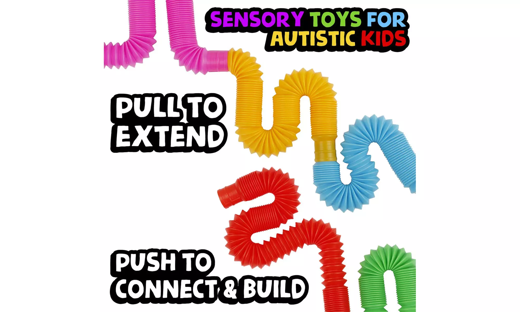 6 Pack Zummy Fidget Pop Tube Toys for Kids and Adults 