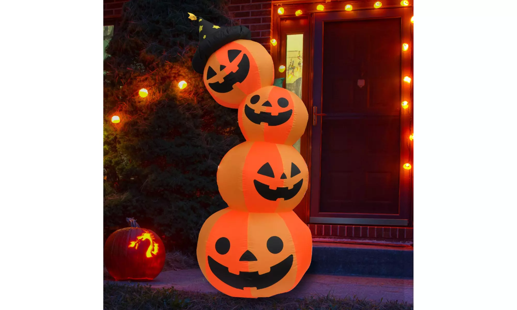 Halloween Inflatable 4 Pumpkin Stack Decoration Jack-o-Lantern, 8 Ft - Primary Image
