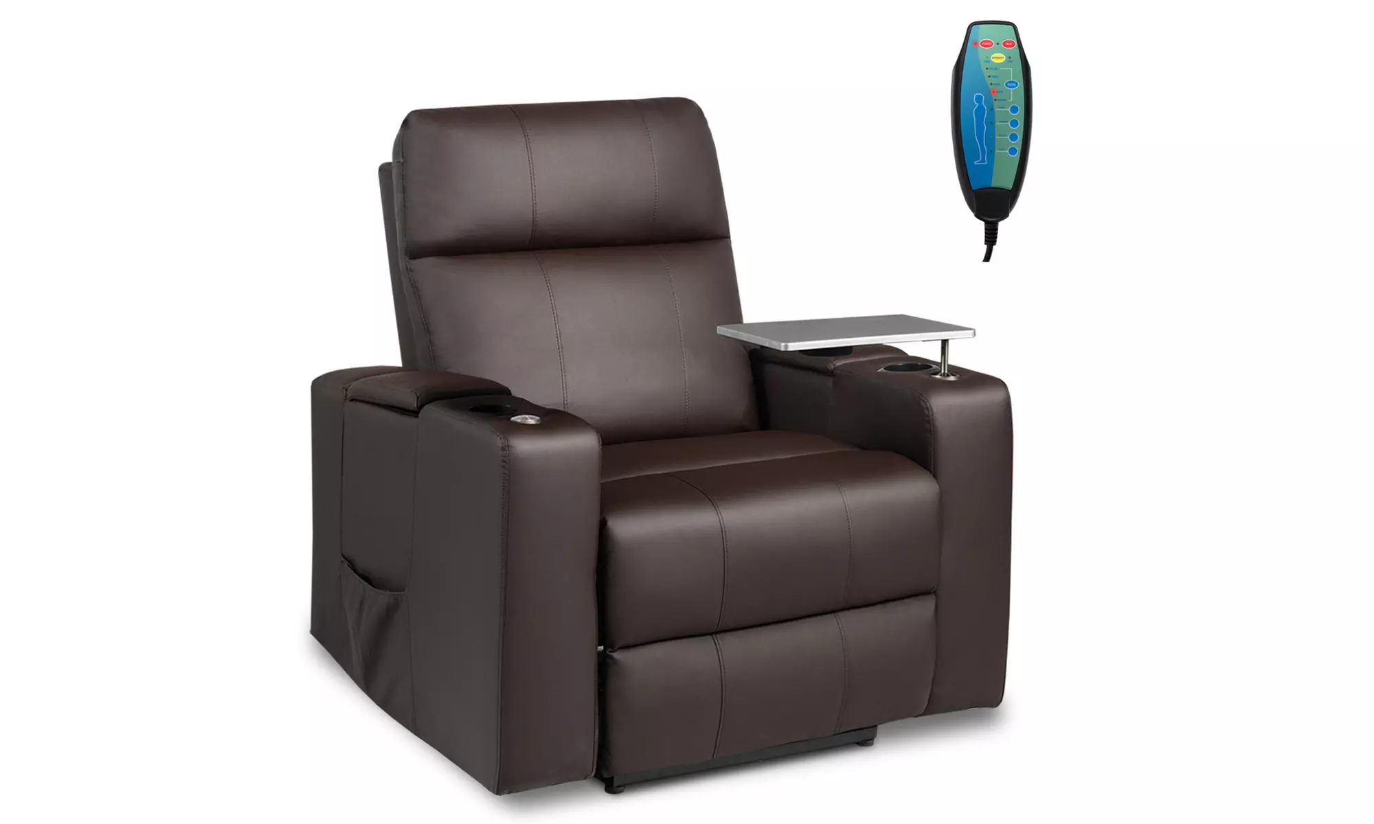 Costway Massage Recliner Chair Home Theater Seating w/Swivel Tray - Primary Image
