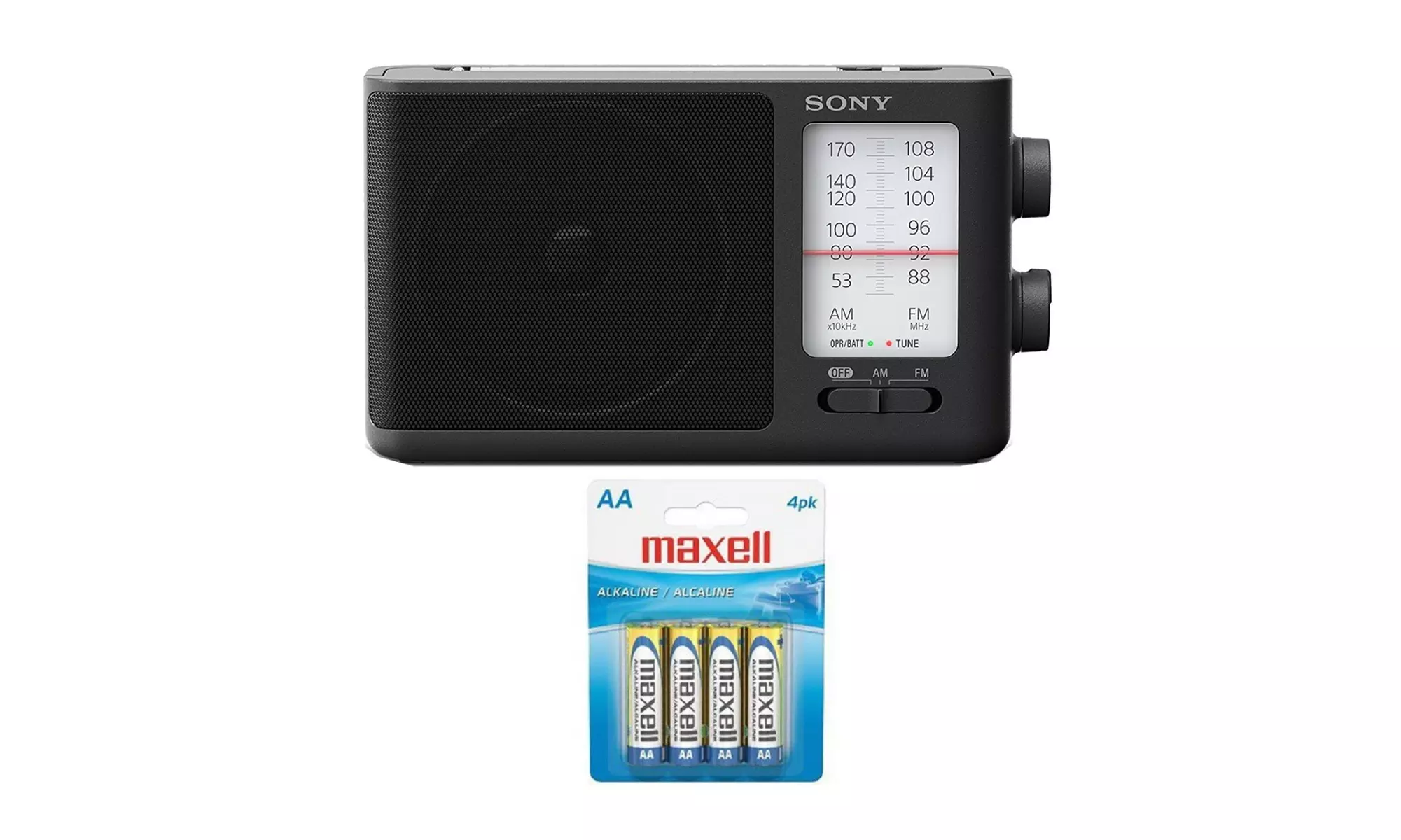 Sony ICF506 Portable Radio with Four AA Alkaline Batteries - Primary Image