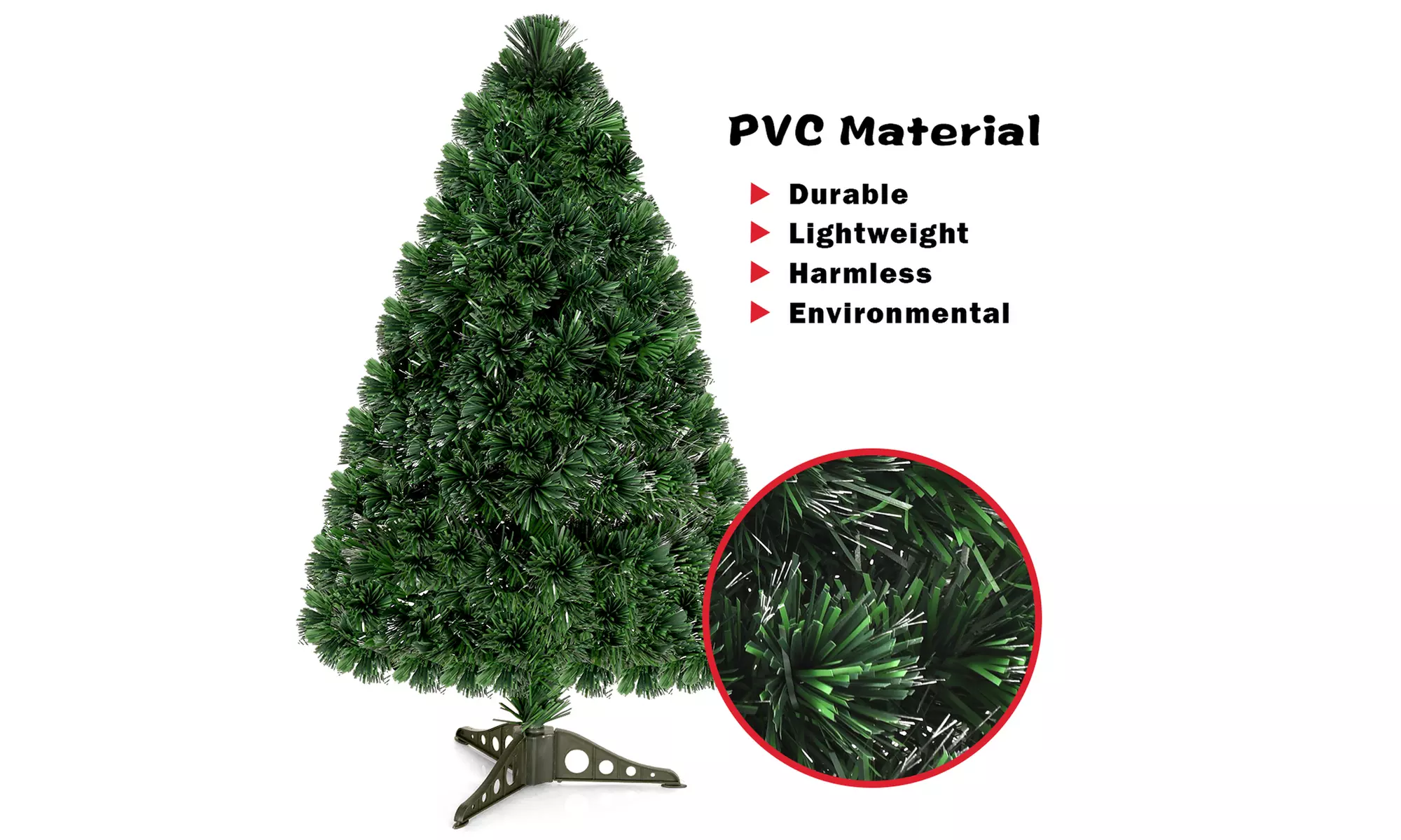 Costway 3Ft Pre-Lit Fiber Optic Artificial PVC Christmas Tree Tabletop