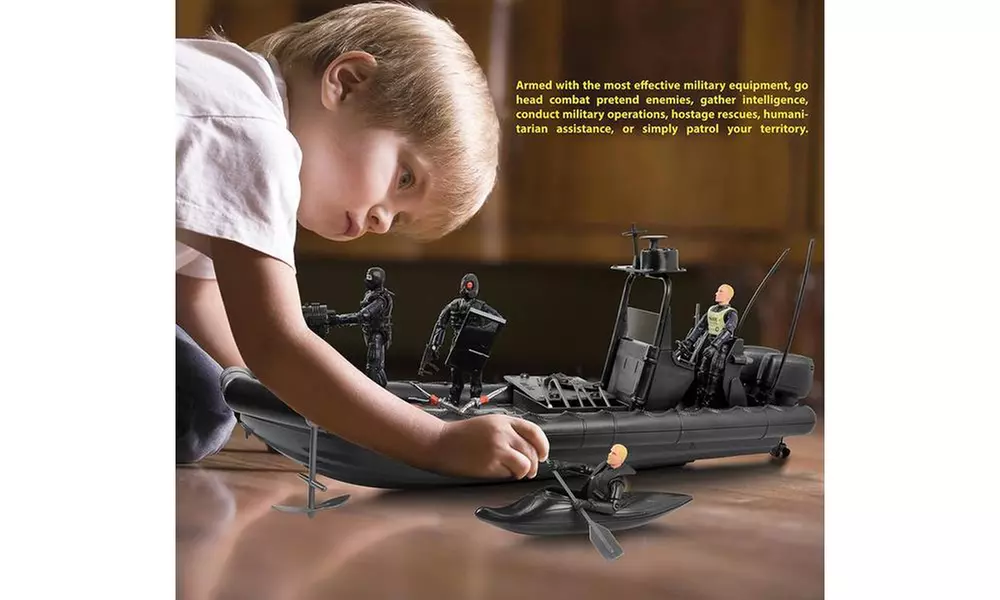 Click N Play Military Elite SWAT Unit Dinghy Boat 25 Piece Play Set  - Second Medium