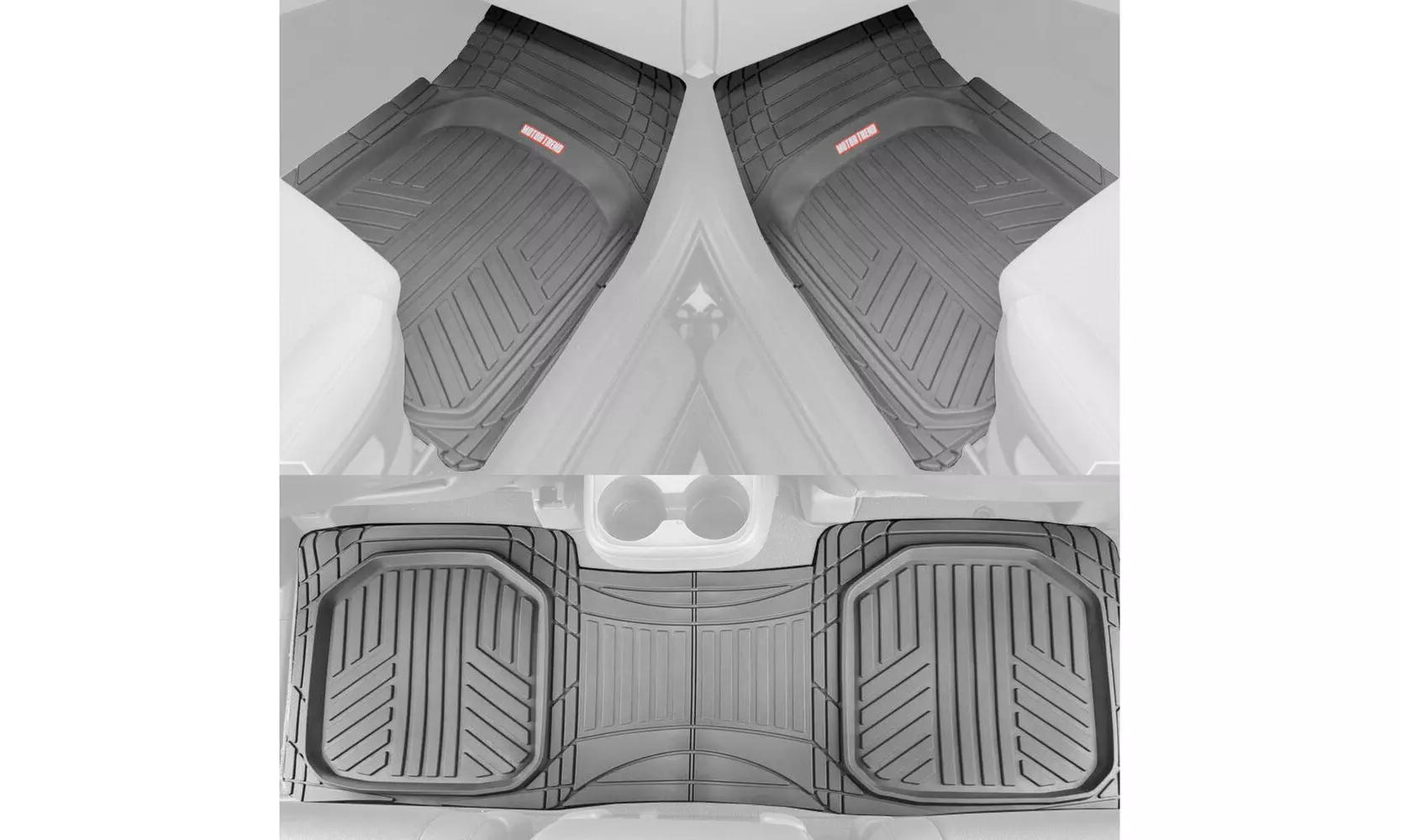 Motor Trend Deep Dish Rubber Car Floor Mats All Weather Spill-Capturing - Gray - Primary Image