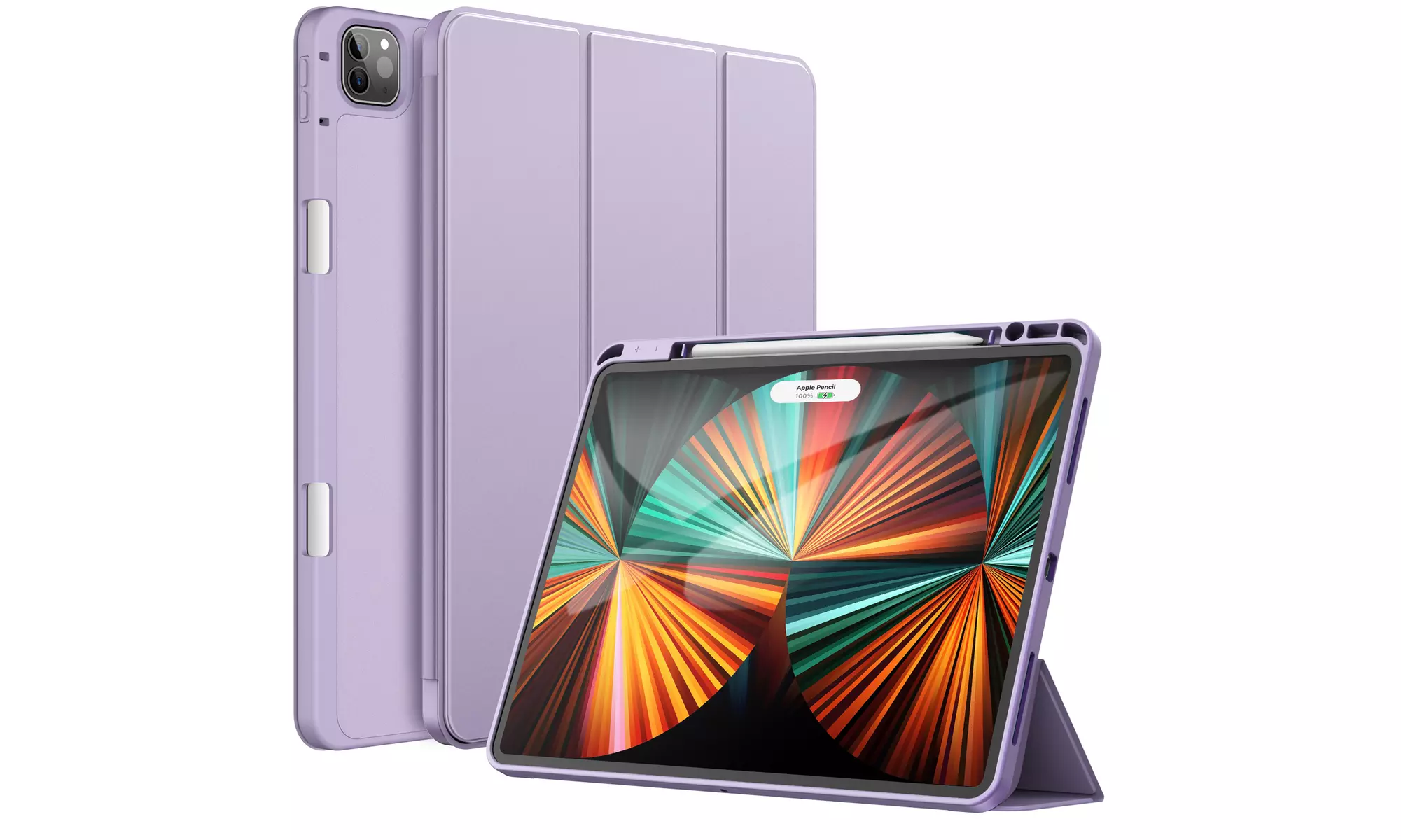 iPad Pro 12.9'' (2022/2021) Case with Pencil Holder, Support 2nd Pencil Charging