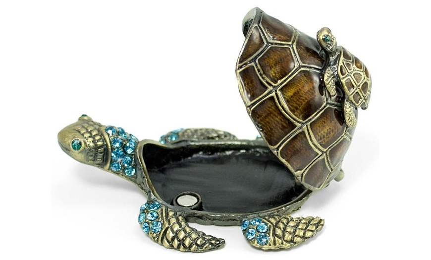 Welforth Turtle on Turtle Jewelry Box w/ Crystals | Groupon