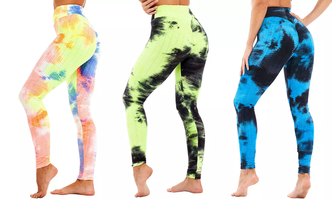 Women's Ink Jacquard Tie-Dye Bubble Yoga Pants Slim Hip Sports Fitness Leggings - Primary Image