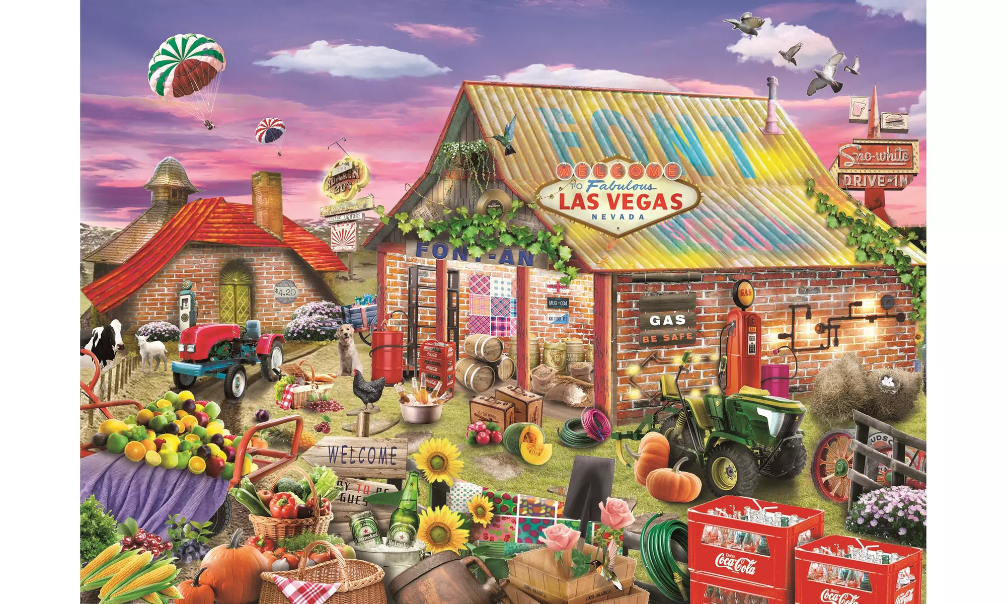1000-Piece Jigsaw Puzzles For Adult & Kid Holiday Gift - Farm Farmers Market - Primary Image