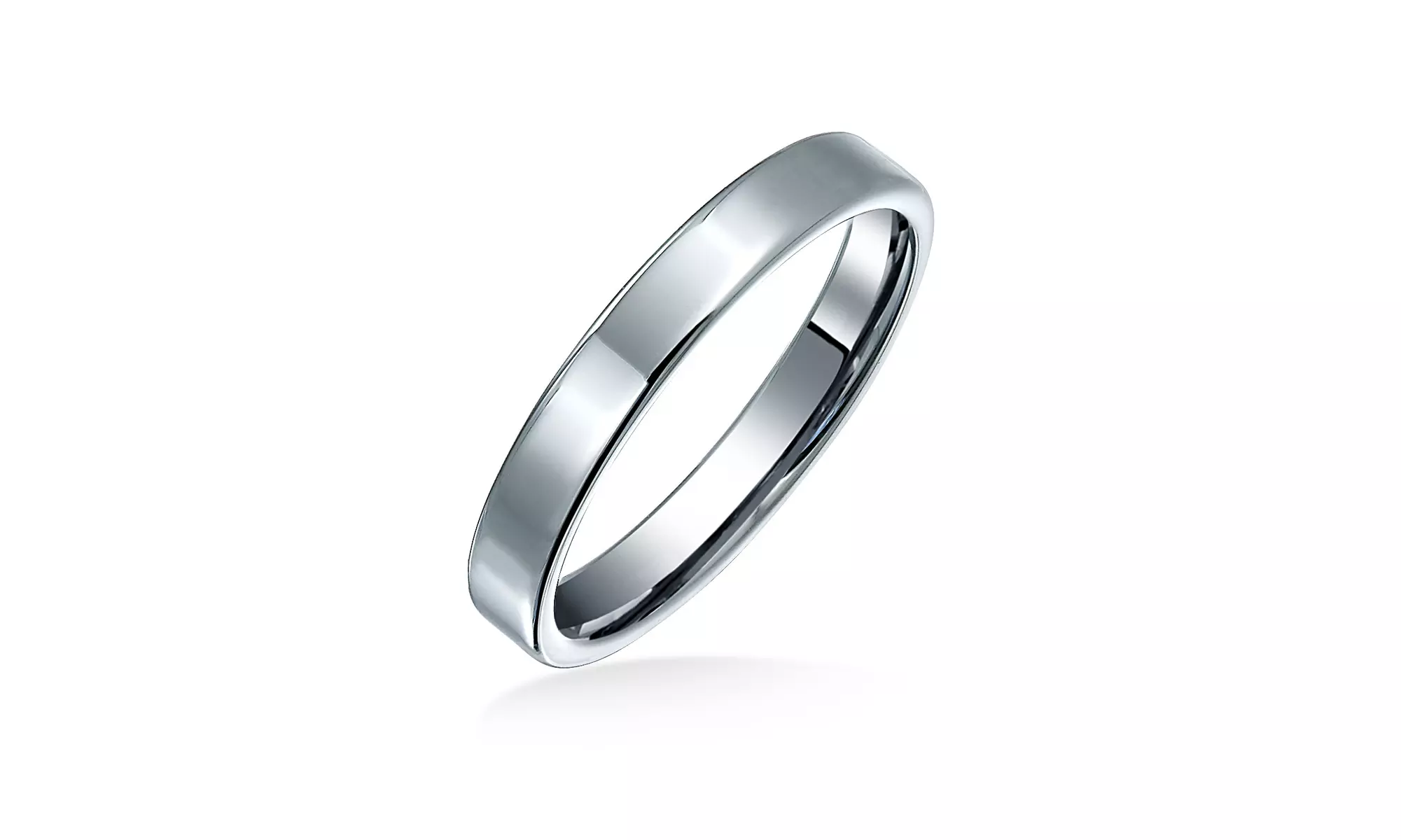 Unisex Polished Tungsten Flat Wedding Band Ring 3mm - Primary Image