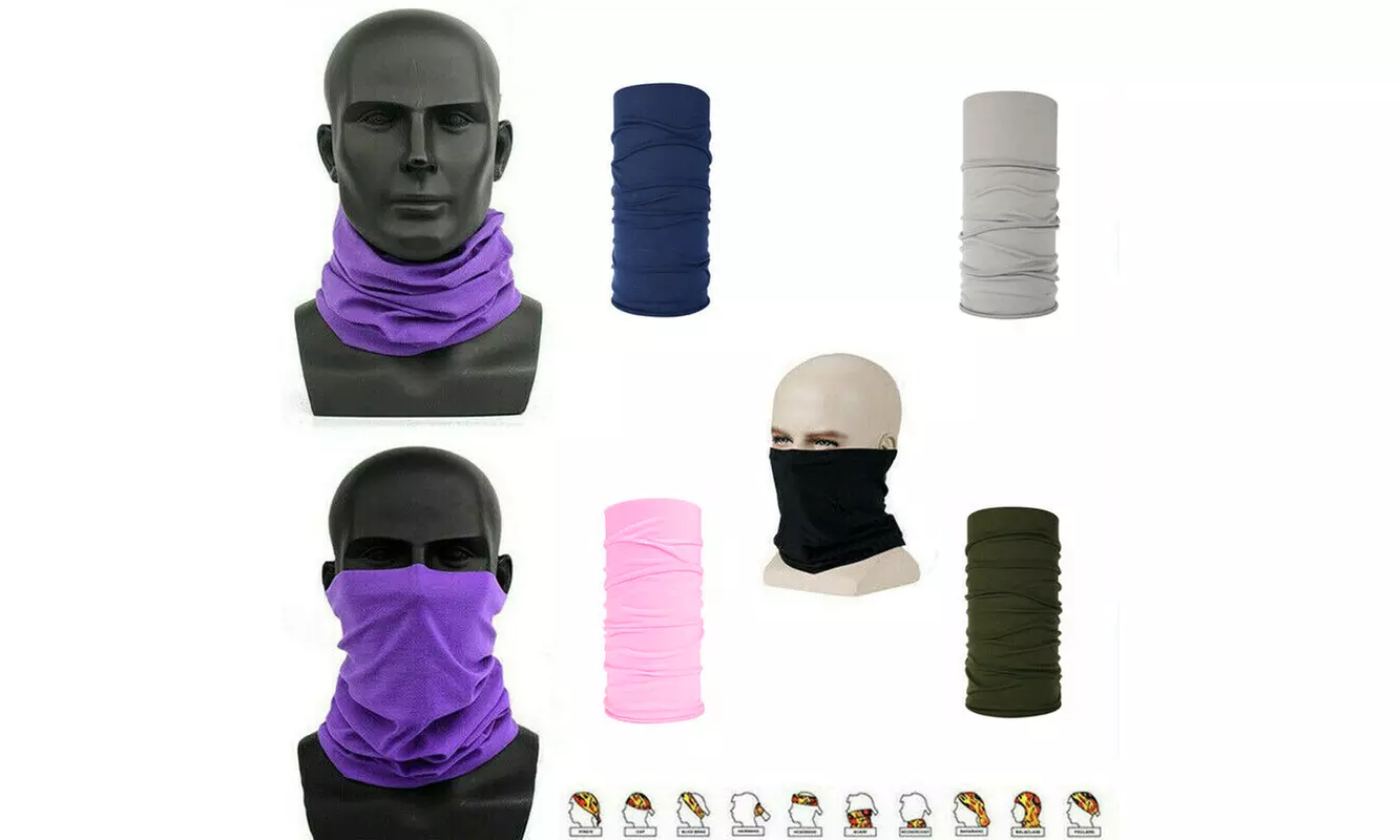 2pcs Multi-use Tube Scarf Bandana Head Face Neck Gaiter Snood Headwear Dustproof - Primary Image