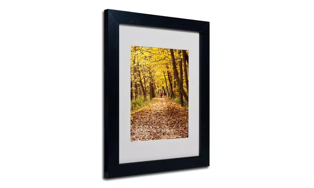 Kurt Shaffer 'Golden Autumn Walk' Matted Black Framed Art - Primary Image