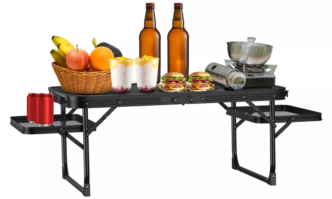 LakeForest Foldable Aluminum Camping Table with Grill Stand and Side Trays - Primary Image