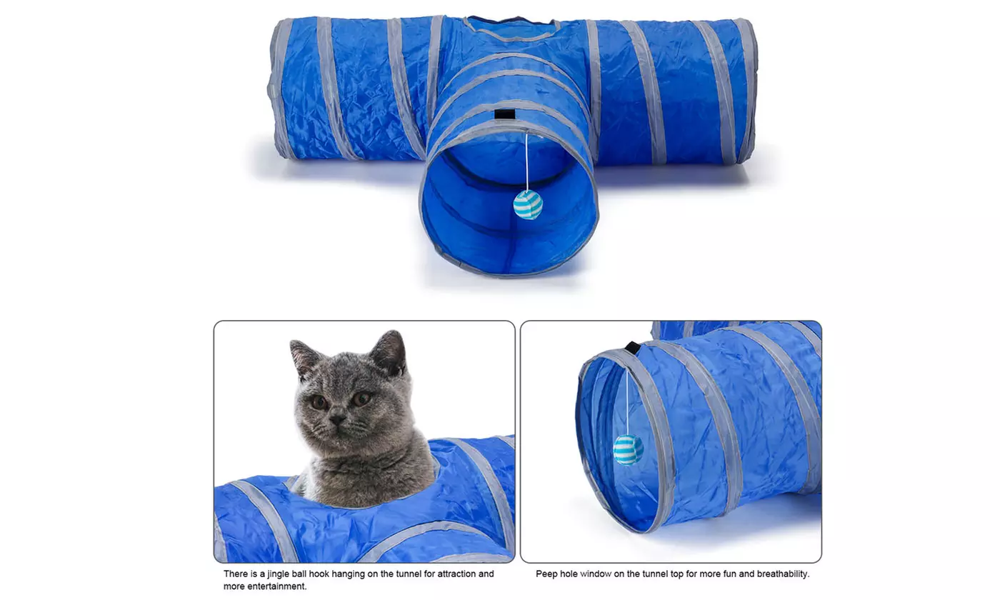 Collapsible 3 Way Play Interactive Pet Cat Tunnels Tube Toys for Indoor Cats
