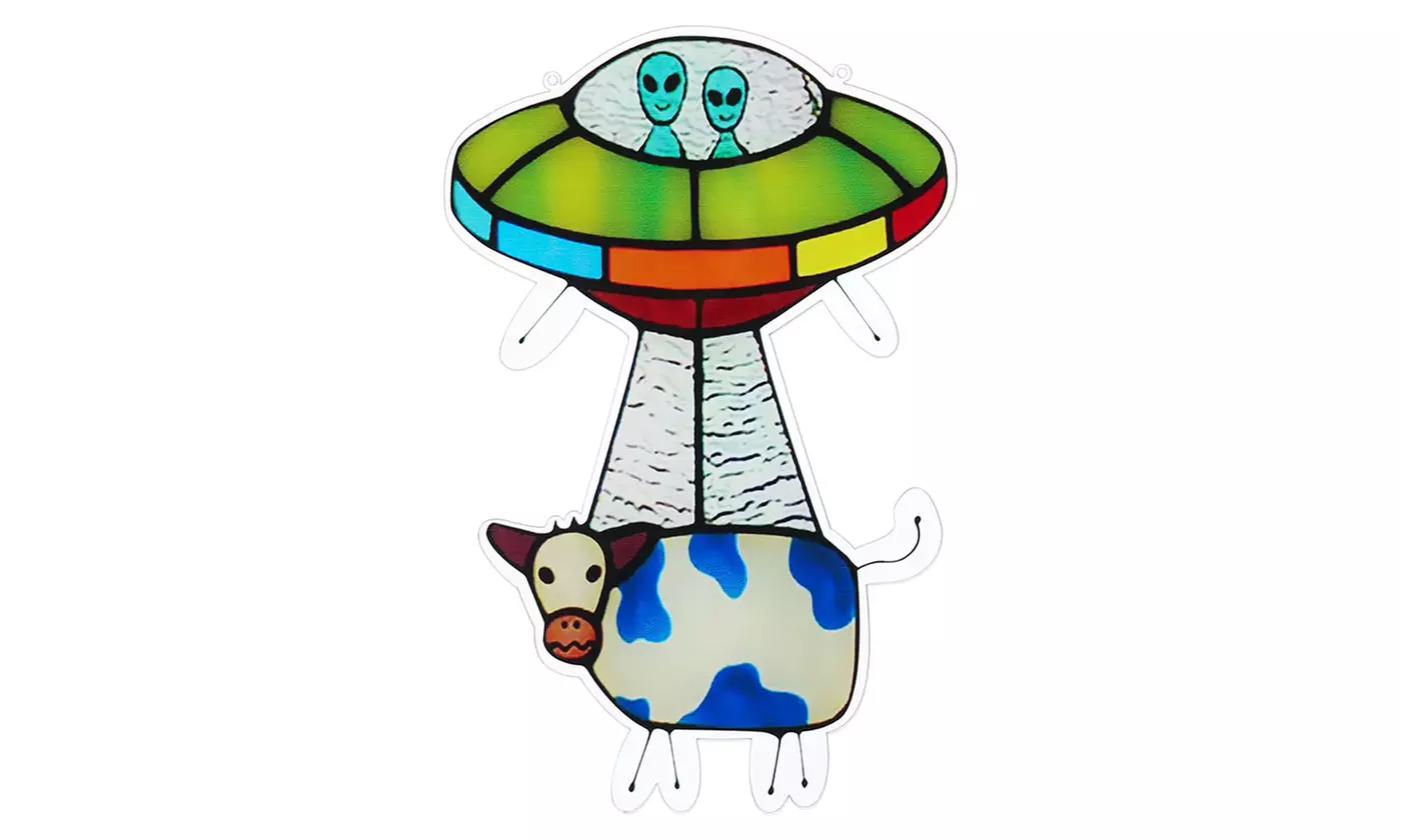 Christmas Ornaments UFO Alien Cow Suncatcher Window Hanging Ornament  - Second Medium