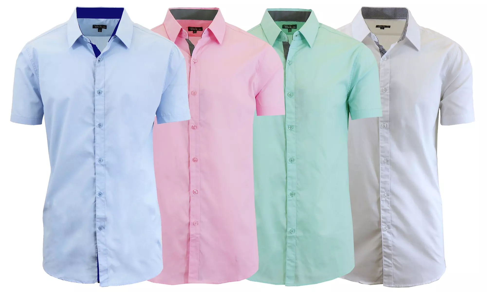 Men's Galaxy By Harvic Short Sleeve Casual Slim Fit Dress Shirt (4-Pack, S-3XL)