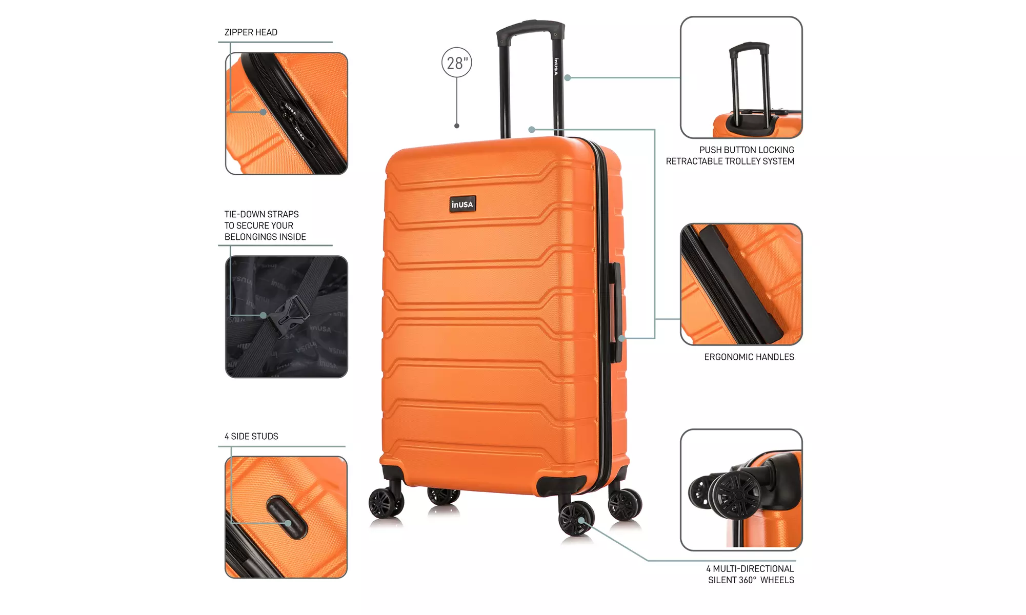 InUSA Trend lightweight hardside spinner luggage 20'', 24", 28" 