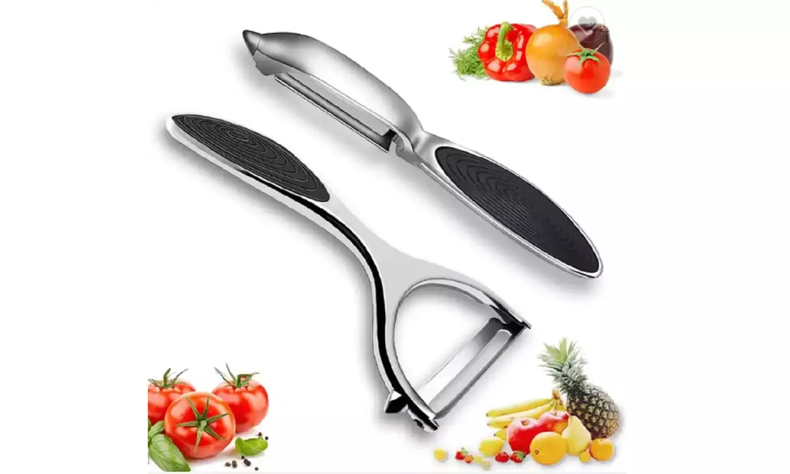 2 Ps Vegetable & Fruit Peeler Set- Stainless Steel Potato Peeler Non-Slip Handle - Primary Image