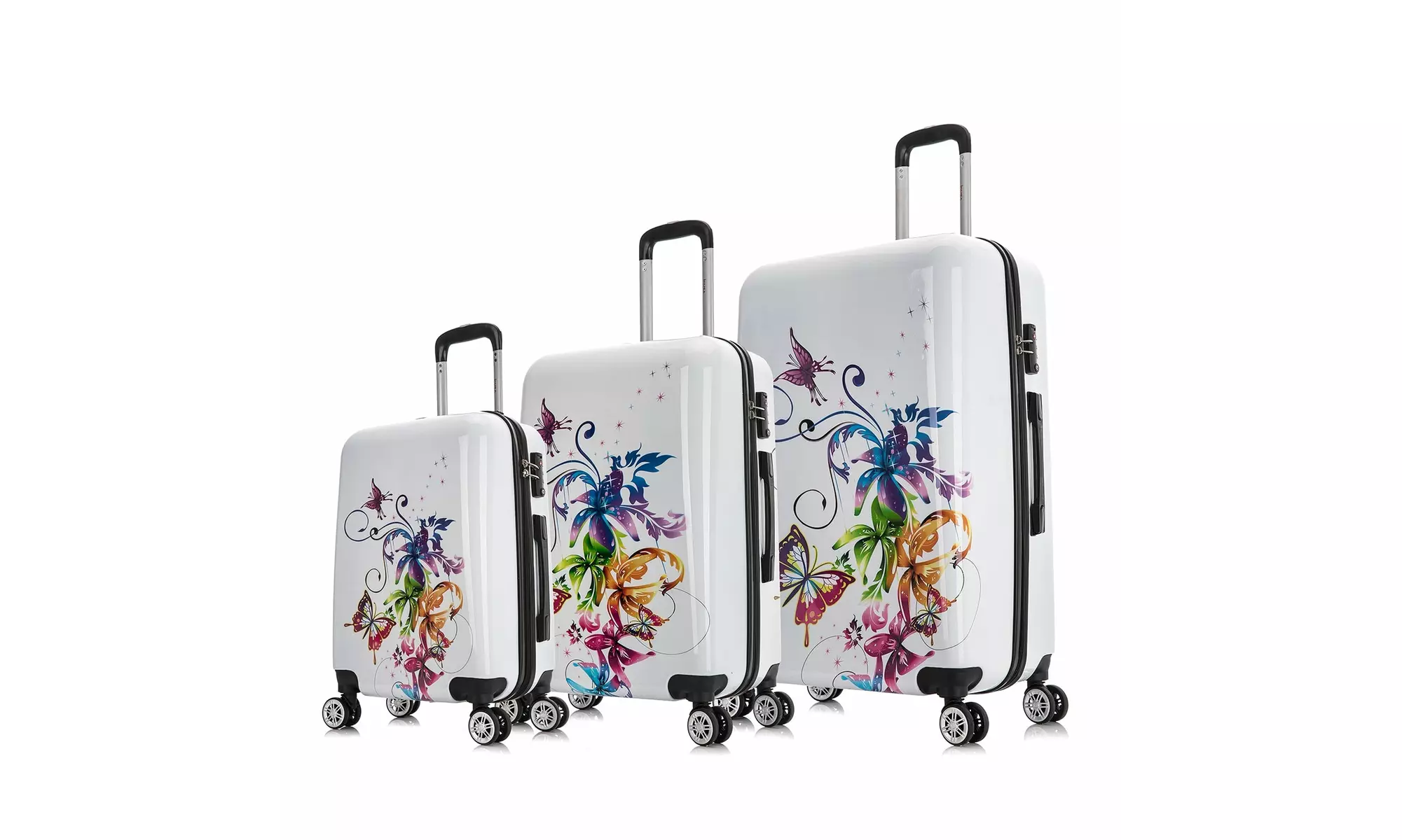InUSA PRINTS Lightweight Hardside Spinner 3 Piece Set 20'',24'',28'' inch
