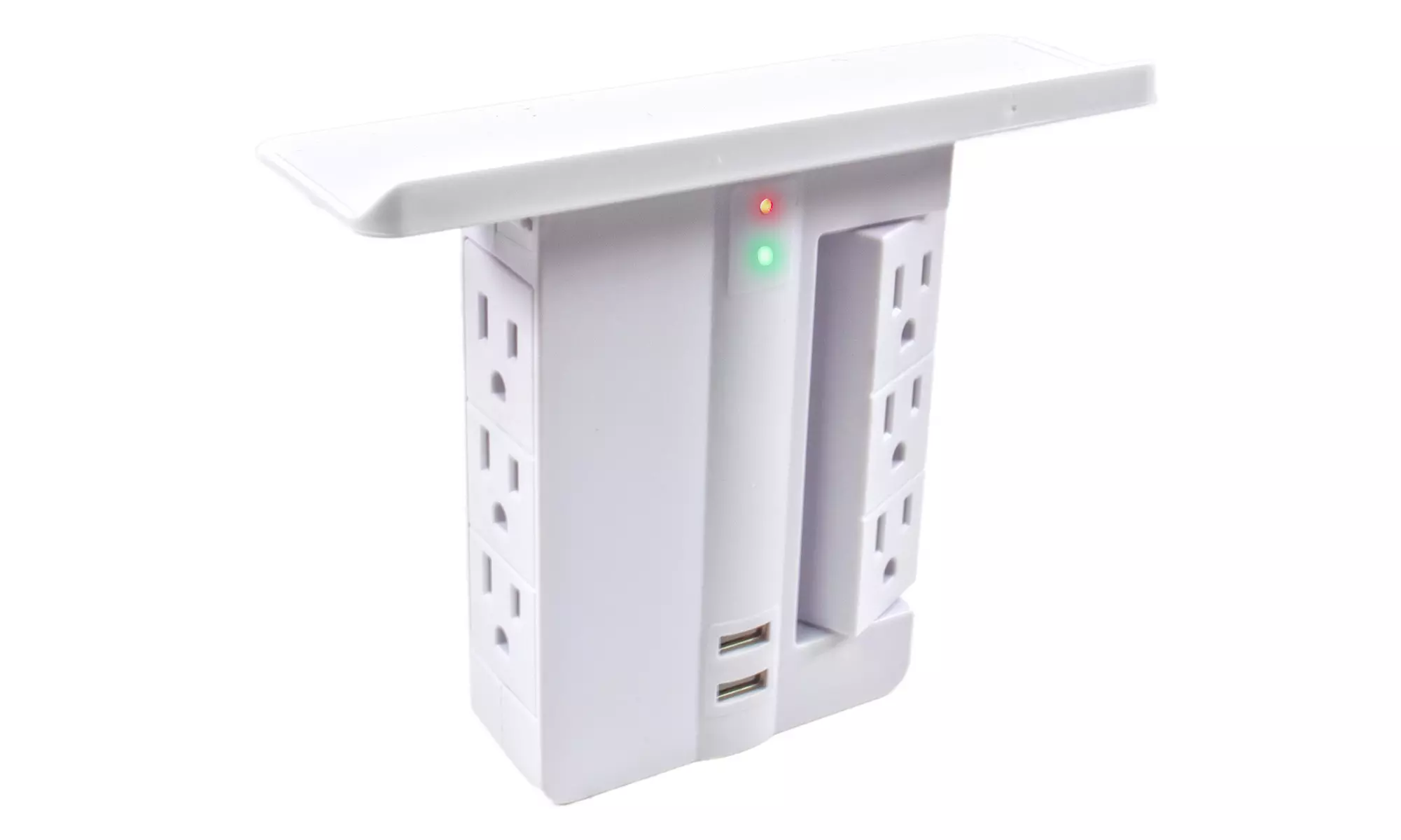 Wall Power Outlet Shelf - Rotating Electrical Socket Plug Power Stand w/ USB - Primary Image