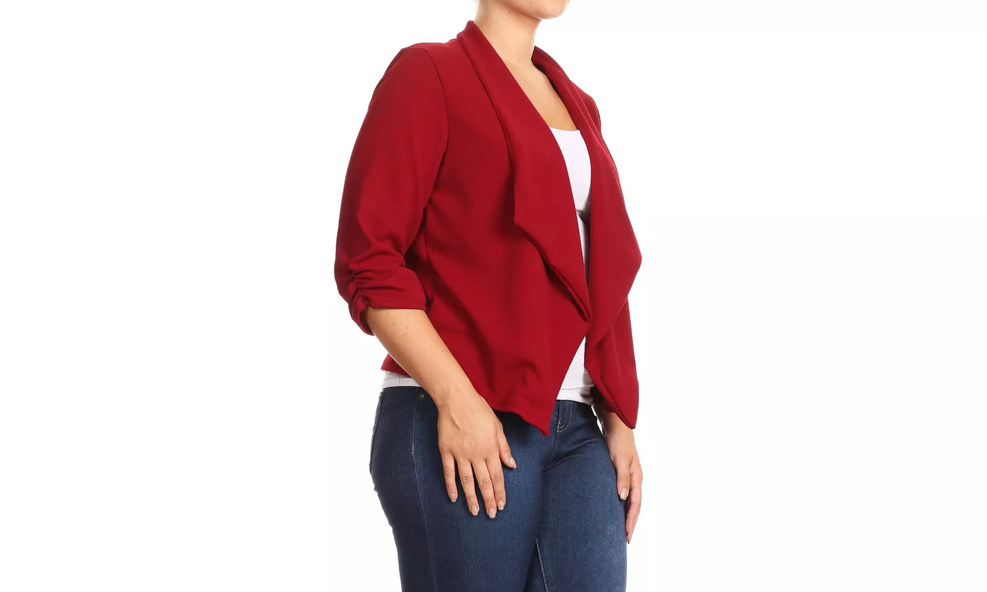 Women's Casual Plus Size Solid Open Front Blazer Jacket 