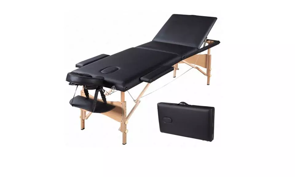 3 Sections Folding Portable SPA Bodybuilding Massage Black - Primary Image