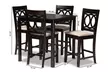 Lenoir Fabric Upholstered Brown 5-Piece Wood Pub Set - Second Medium
