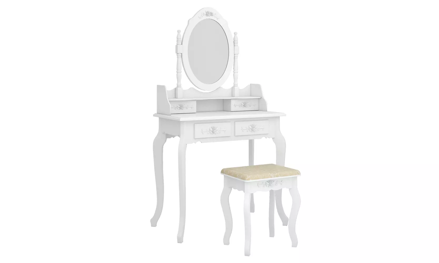 Rotation Removable Mirror Dressing Vanity Table Makeup Desk White - Primary Image