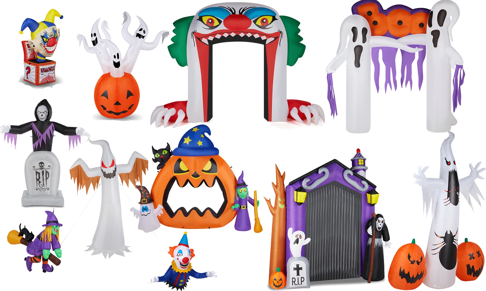 Scary Inflatable Halloween Yard Décor, Grim Reaper, Witch, Ghost Pumpkin Archway